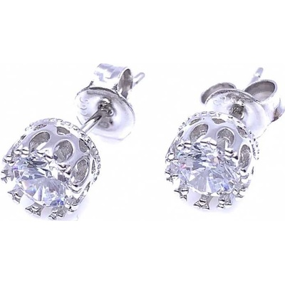 Jan Kos jewellery stříbrné náušnice s bílým kamenem 12119823