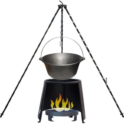Kessel kotlík na guláš litina 10,8 l 6,5 kg trojnožka 1,2 m ocel chránič plamene Ohnisko 37 cm přenosné ohniště 36 cm
