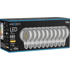 Mexen Vintis 10x LED нажежаема жичка лампа E27, G80, 8W, Топла - 2700K, 680 lm, дим (L155-E27-0827-70x10)