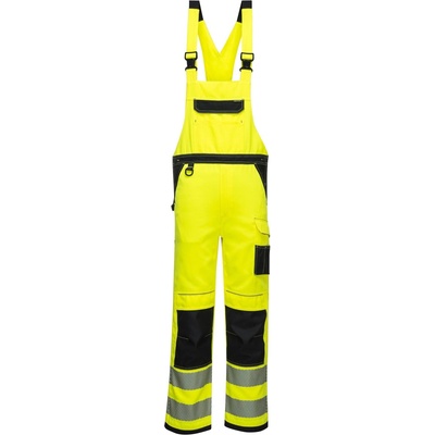 PortWest HI-VIS PW344 reflexní laclové kalhoty HV žlutá/černá