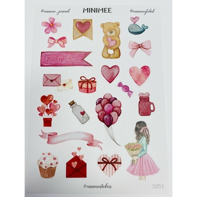 MINIMEE Papírové samolepky v aršíku A5 Love