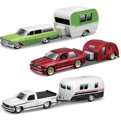 Maisto Design Tow+Go Chevy Biscayne Wagon & Classic Craft 1:64