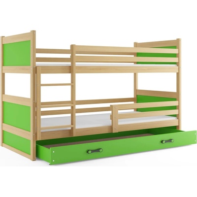 Expedo Двуетажно легло FIONA 2 + МС + матрак + решетка БЕЗПЛАТНО, 90x200 cm, бор, зелено
