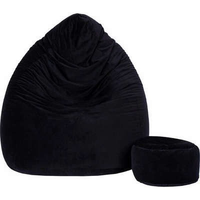 TopKing sedací vak XXXXL + podnožník XL velúr čierny