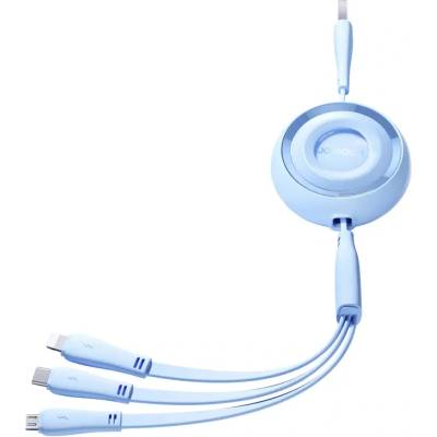 JOYROOM 3в1 кабел Joyroom S-A40 Colorful Series, USB-A към USB-C / Lightning / microUSB, 1m, син (S-A40)