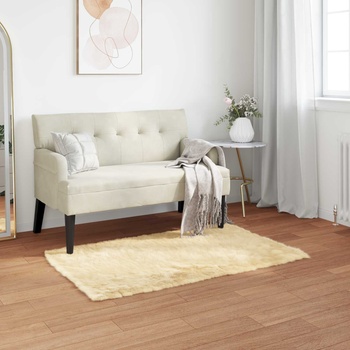 vidaXL Изкуствена овча килим TAFALLA Кремаво 60 x 110 cm Полиестер (42021499)