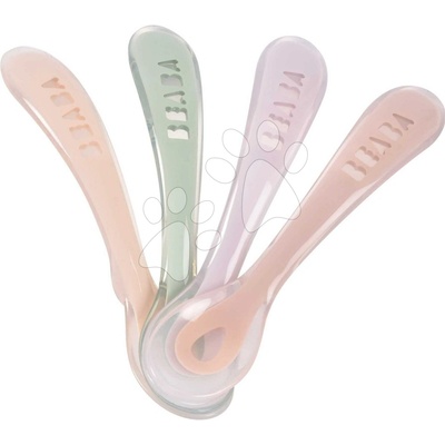 Tréningové lyžičky Second Age Silicone Spoons Cotton Candy Sorbet Mystic Green Lilac Set Beaba zo silikónu na samostatné jedenie 4 kusy od 8 mes