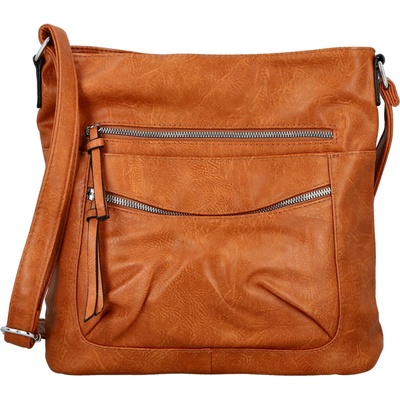 Trendy dámská koženková crossbody kabelka Tizia hnědá