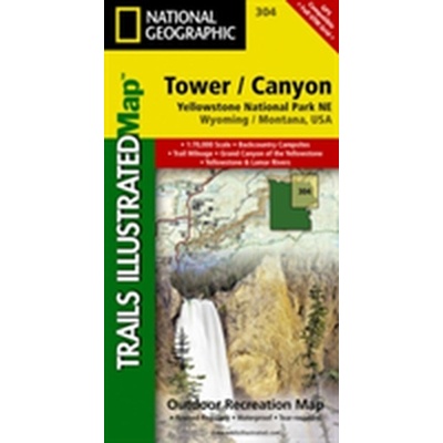 Tower Canyon Yellowstone národní park turistická mapa NGS GPS