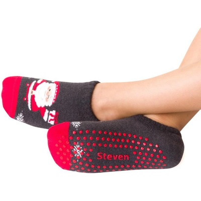 Detské protišmykové ťapky Santa s darčekom tmavošedá