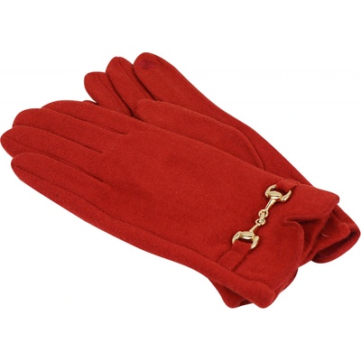 Biju dámské pletené rukavice se zlatou přezkou cihlově červené 9001510-8