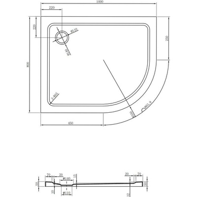 Mexen Flat slim 100 x 80 cm 41708010L-G