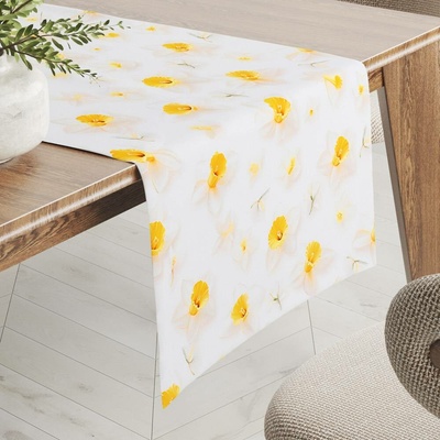 Biante Teflonový běhoun TF-137 Narcisky na bílém 45x180 cm