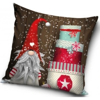 Tiptrade Vianočný vankúš Škriatok mäkký materiál zapínanie na zips 40x40