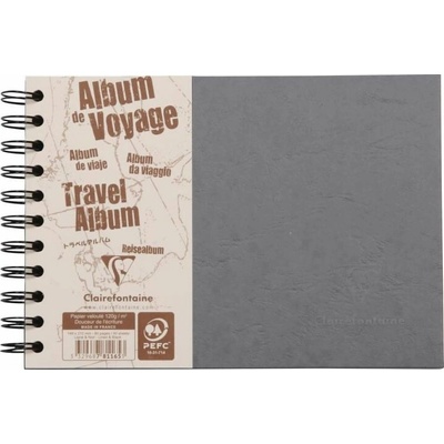 Clairefontaine Album kroužkové cestovní 21 × 14,8 cm (120; 160 g/m2, 40 listů) - šedé