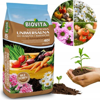 BIOVITA Bezrašelinový substrát na kvety a zeleninu 40 l