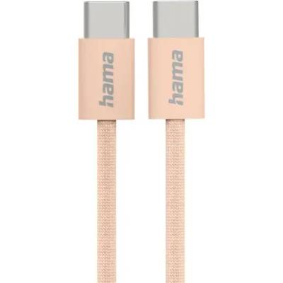 Hama Кабел за зареждане "Fabric", USB-C - USB-C, 1 m, Nylon, оранжев (HAMA-201727)