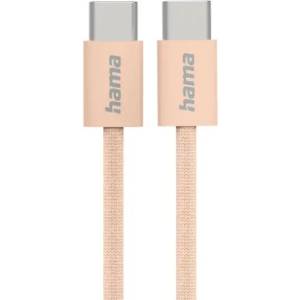 Hama Кабел за зареждане "Fabric", USB-C - USB-C, 1 m, Nylon, оранжев (HAMA-201727) - xtreme