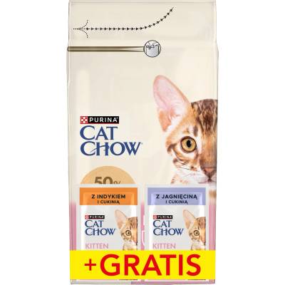 Cat Chow Kitten Храна с високо съдържание на пилешко месо 1, 5 кг + 2 БЕЗПЛАТНИ пакета