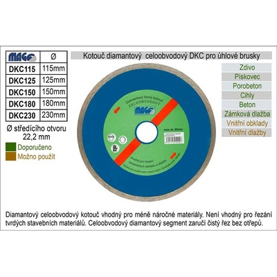 Magg DKC180 Diamantový kotouč celoobvodový 180x22,2mm