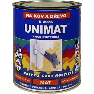 Barvy A Laky Hostivař Industrol Unimat S2075 vrchní barva na dřevo a kov, 1000 bílá, 600 ml