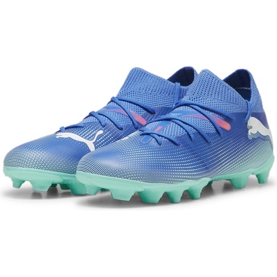 PUMA Юношески футболни бутонки Puma Future 7 Match Rush Junior Firm Ground Football Boots - Blue/Wht/Green