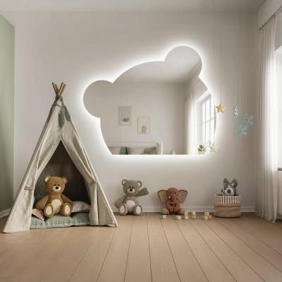Alfaram Zrkadlo do detskej kúpeľne s podsvietením – PANDA LED 80x66