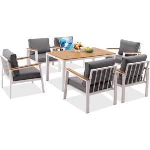 Garden Point Zakintos Premium 6 бели алуминиеви градински мебели Garden Point (GAP1470-FIE)