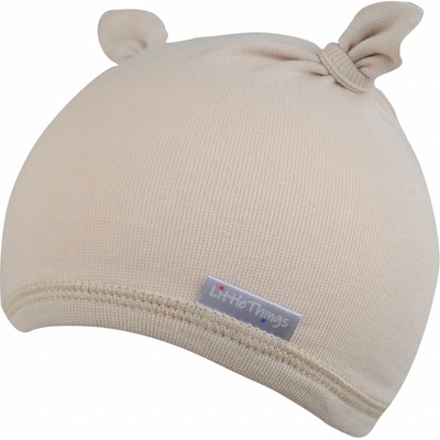 béžová bavlněná čepička s oušky