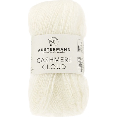 Austermann CASHMERE CLOUD - 46% vlna, 34% bavlna, 20% kašmír - Ručně pletací příze Barva: 001 - Natur
