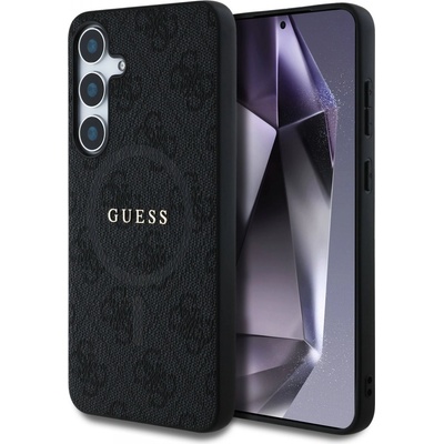 GUESS Гръб Guess за Samsung Galaxy S25 Plus, PU, Leather 4G, Colored Ring MagSafe Case, Черен