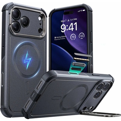 ESR Хибриден кейс с висока степен на защита с MagSafe за iPhone 17 Pro Max - ESR Classic Hybrid HaloLock Kickstand MagSafe Case (черен-прозрачен) (KF2351188)