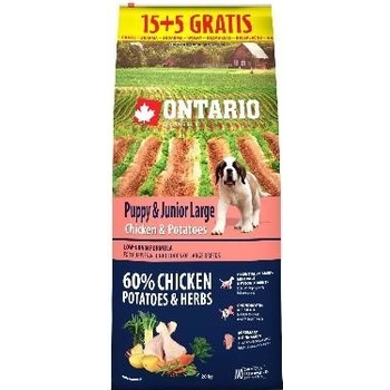 Ontario Puppy & Junior Large Chicken & Potatoes & Herbs 15 kg