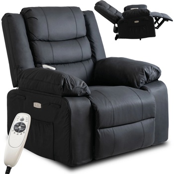 JAKS Masážne kreslo eko koža Jasper čierna