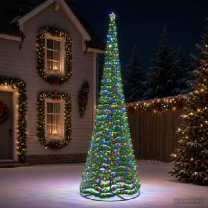 vidaXL LED коледна елха с ламе и основа EKENAS 500 см (42056544)