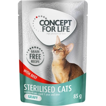 Concept for Life 24х85г Sterilised Concept for Life, консервирана храна за котки - говеждо в сос, без зърно