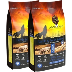 AMBROSIA Adult All Breeds Lamb & Fresh Salmon 2 x 12 кг