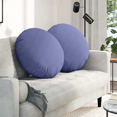 vidaXL Възглавници за седалки 2 pcs Дънково син Ø80 x 29 см текстил (42014245)