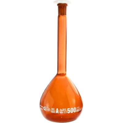 Měřicí banka skleněná oranžová, 200 ml, třída A, broušené spojení 14/23, s certifikátem – GLASSCO