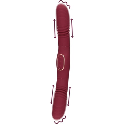 Shots Loveline Double-Sided Thrusting Vibrator Merlot Grape silikónový prirážací vibrátor 33 x 3,6 cm
