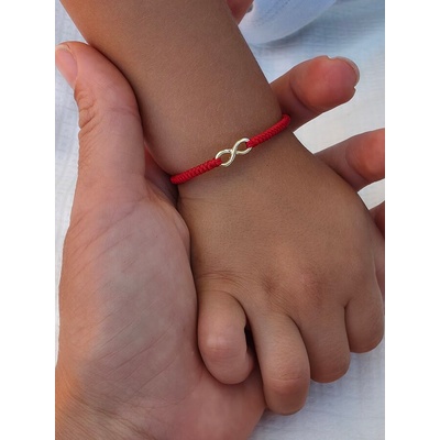 Kathryn' s Bracelets Детска гривна със златна безкрайност и червен конец (БЗГБ)