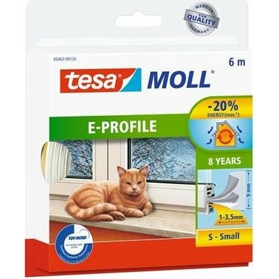 Tesa Tesamoll E Profil Samolepiaca tesnenie s profilom E 9 mm x 6 m biela