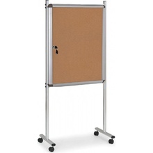 B2B Partner Vnitřní vitrína na stojanu, 720 x 980 mm, korková, oboustranná, s kolečky
