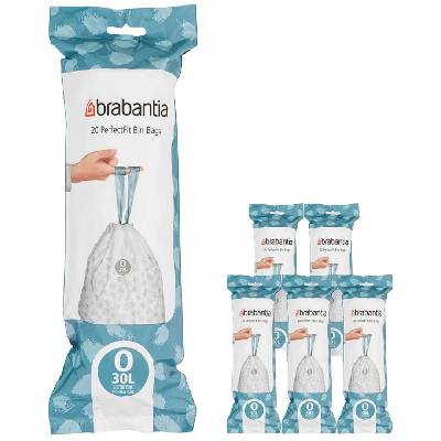 Торба за кош Brabantia - PerfectFit FlatBack+/Bo, размер O, 30 l, 120 броя, кутия (1005592)