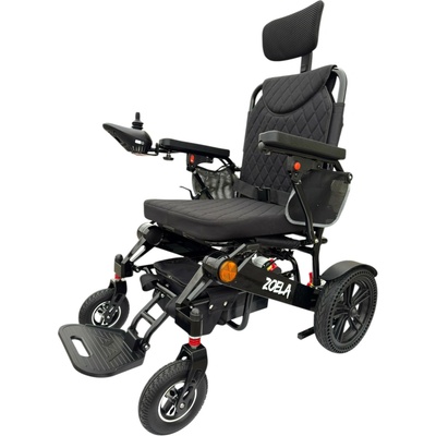 Zoela 9005AR Elektrický skládací vozík s automatickým polohováním zádové opěrky Černý rám Černé polstrování