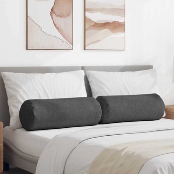 vidaXL Възглавници валяци 2 pcs Тъмен сив Ø 25 x 70 см Кордюрова тъкан (42014347)