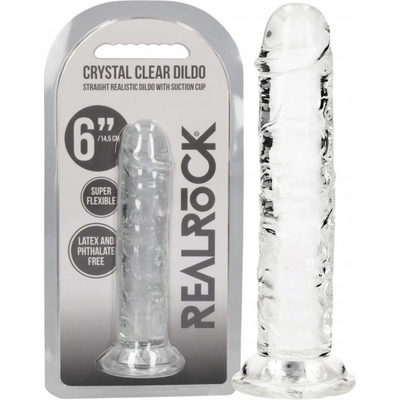 Realrock Realistické dildo s prísavkou 15,5 cm transparentné