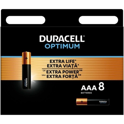 Duracell Батерии алкални Duracell Optimum, AAA, LR03, 1.5V, 8бр