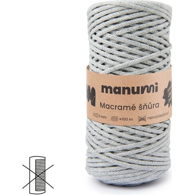 Manumi Macramé šňůra 3mm světle šedá - 1 ks