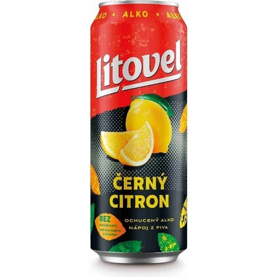 Litovel černý citron ALKO 4% 0,5 l (plech)